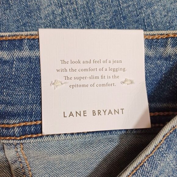 NWT Lane Bryant 18 Jegging Crop Jeans High Rise Flex Waist Button Fly Blue Denim - Picture 9 of 9